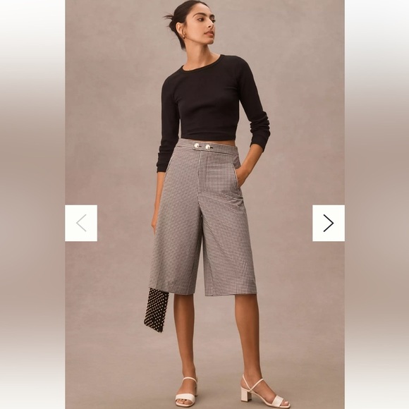Maeve Pants - NWT Maeve Tailored Culotte Shorts Houndstooth Black White Size 8